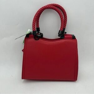 BADGLEY MISCHKA Hardware Tote braided handles black hardware vegan leather NWT